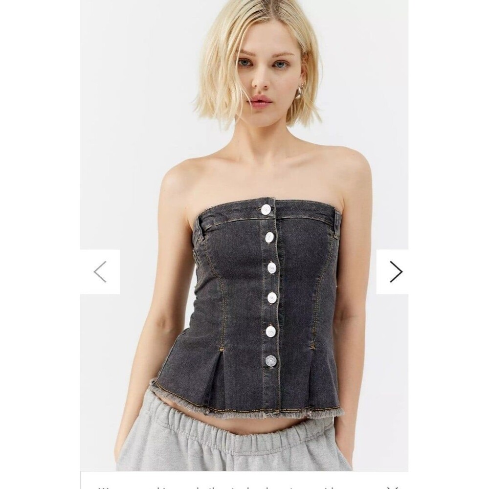 BDG Urban Outfitters Lace Up Denim Tube Top Bustier 40" Bust Large